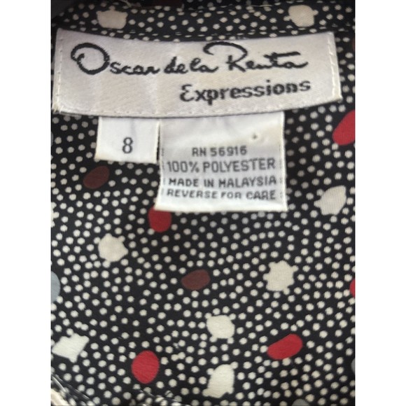 Vintage Oscar De La Renta Expressions  Blouse Shirt Polka Dot Button Down Sz 8 - Picture 11 of 12